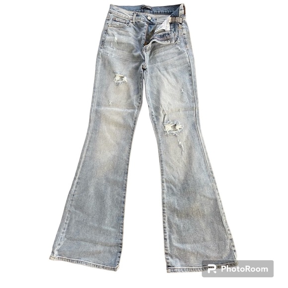 FASHION NOVA Flare Leg Distressed Jeans, Size 27 (7) - Picture 1 of 5